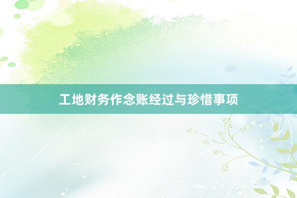 工地财务作念账经过与珍惜事项